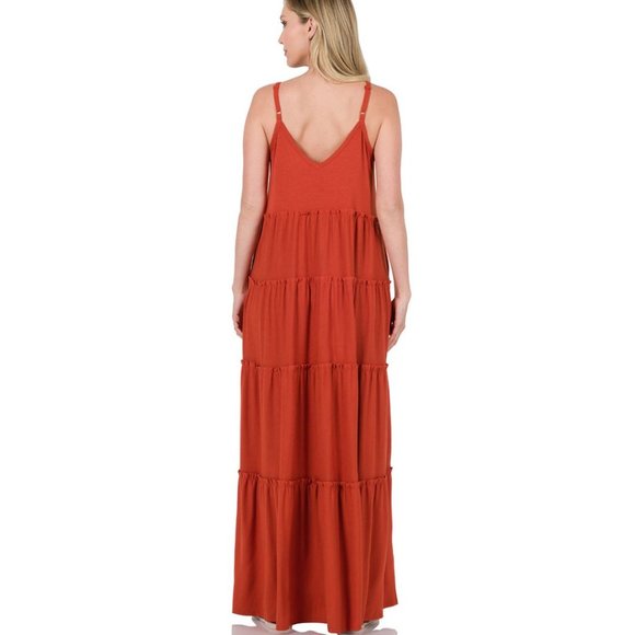 Zenana Outfitters Dresses Tiered Maxi In Ruby Red Poshmark